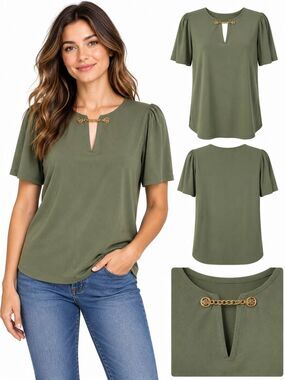Michael Kors Green Chain Accent Top S